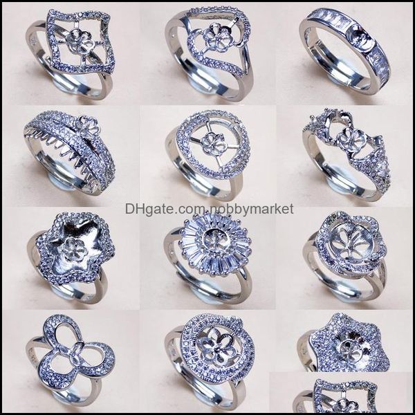 Configurações de jóias 2021 Anéis de pérola 925 Sier anel para mulheres Montagem em branco DIY Moda Aessórios de casamento entrega de gota Zaf0l