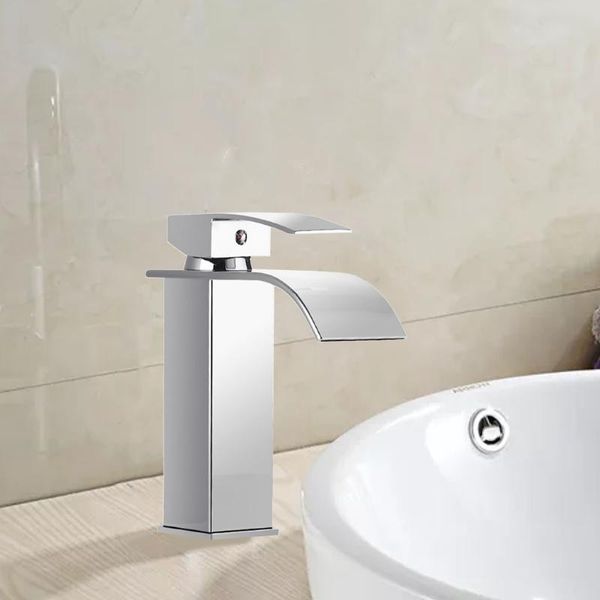 

bathroom sink faucets waterfall spout basin faucet,single handle single hole cold and water mixer vanity tap,360 degree rotation l93d