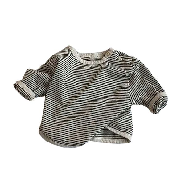 

korea baby cotton soft striped t-shirt for babies practical all-match buckle round neck bottoming shirt 1017 03 210622, Blue