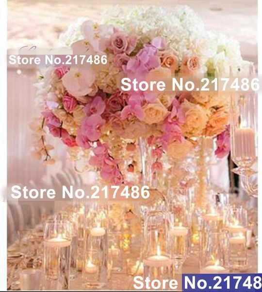 

party decoration white/blackflowers vases candle holders road lead table centerpiece metal gold stand pillar candlestick for wedding candela