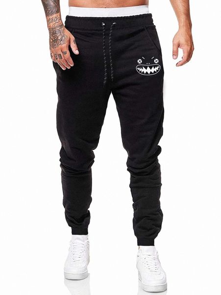 

men cartoon graphic drawstring waist sweatpants i5tb#, Black