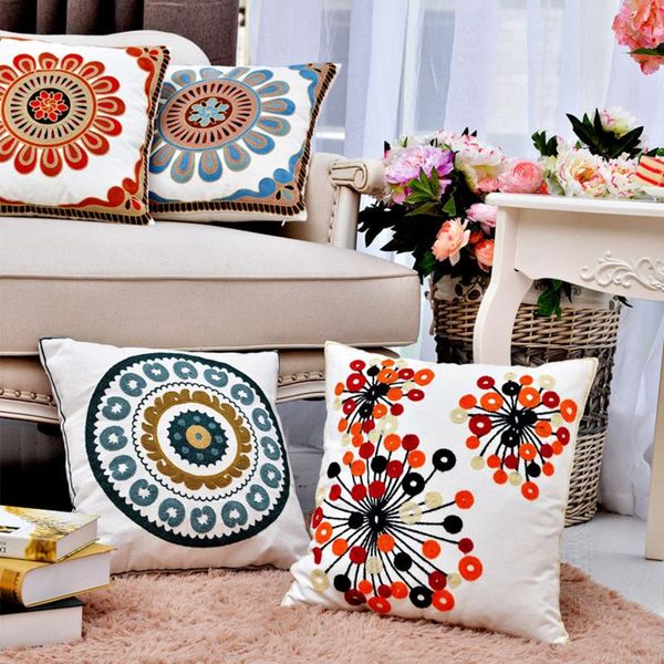

pillow case pillowcase floral embroidery square throw cushion covers accessories 45x45cm