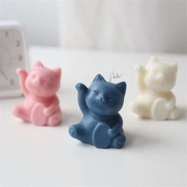 

craft tools 3d cute silicone mold three-dimensional lucky cat creative plaster aroma scented candle diy handmade making supplies