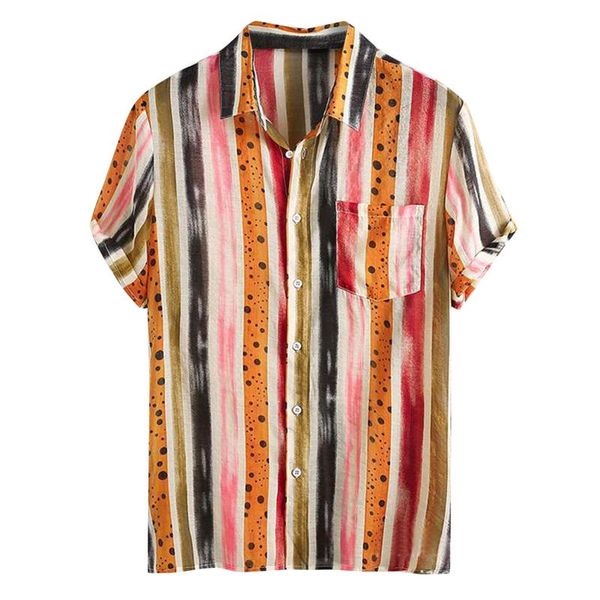 

men hawaiian shirt striped streetwear turn down collar short sleeve 2021 summer breathable beach camisas 3xl youyedian men's casual sh, White;black