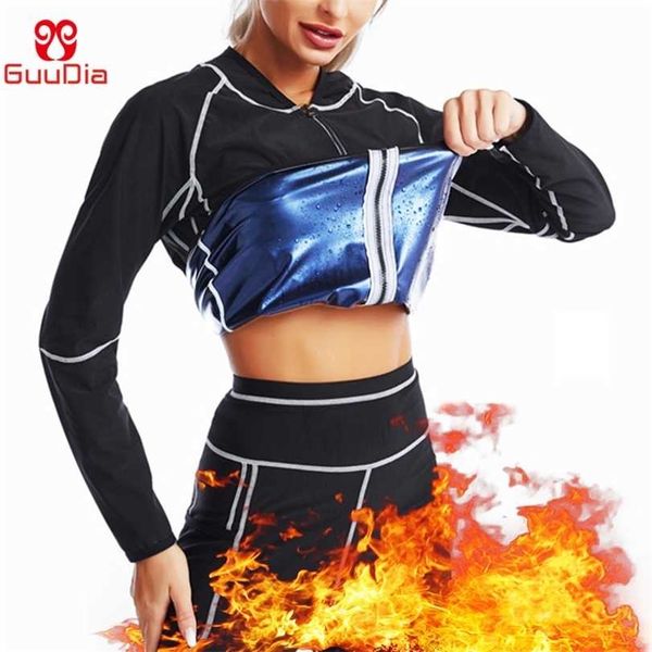 

guudia sauna sweat suits pu leather body shaper shaper corsets waist trainer building sweating 211220, Black;white