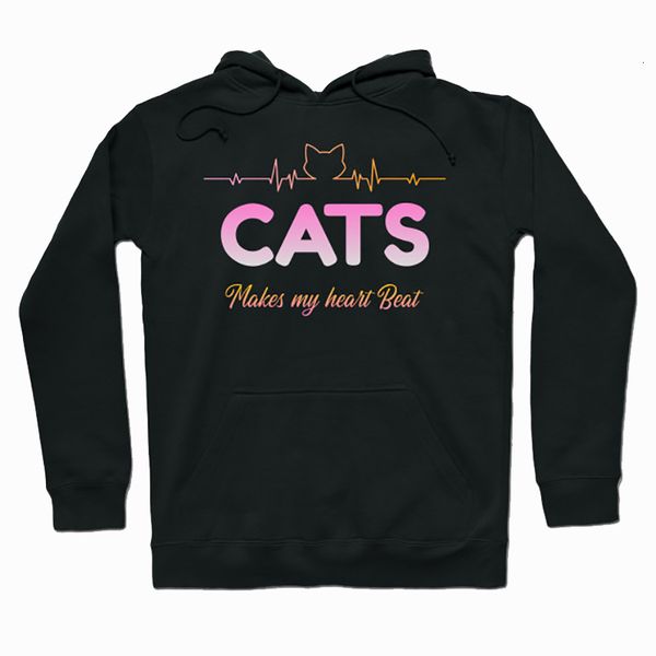 

women hoodie 2021 new women's hooded sportswear cats make my heart beat ecg print ladies sports and leisure pullover hoodie(4 colors) s, Black