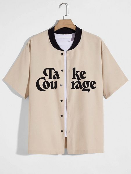 

romwe guys letter graphic shirt 34li#, White;black