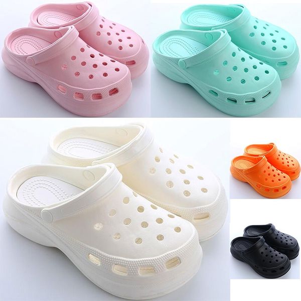 

2021 womens summer thick-soled hole shoes ladies height increase shoe black white orange pink girls women beach classic sandals slippers twe
