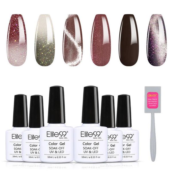 

nail art kits elite99 luminous gel polish set 6pcs thermal changing hybrid glitter varnish magnet cat eye for manicure kit