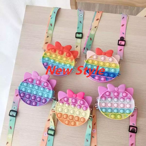 

new fidget sensory bubble bretelle shoulder bag cellphone straps finger push phone pouch case change coin purse decompression unicorn toys k