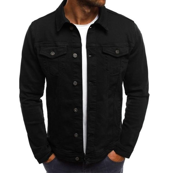 

mens jackets coats 6 colors jean jacket pocket buttons men denim plus size solid turn-down collar men's, Black;brown