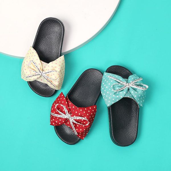 

slipper summer girls slippers kids house flip flop bow-knot children beach sandal casual baby princess korea flat home shoes, Black;grey