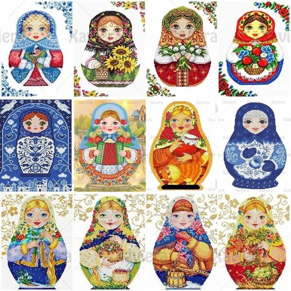 

diamond painting 5d diy russian doll matryoshka pattern needlework embroidery cross stitch kit rhinestones mosaic gift