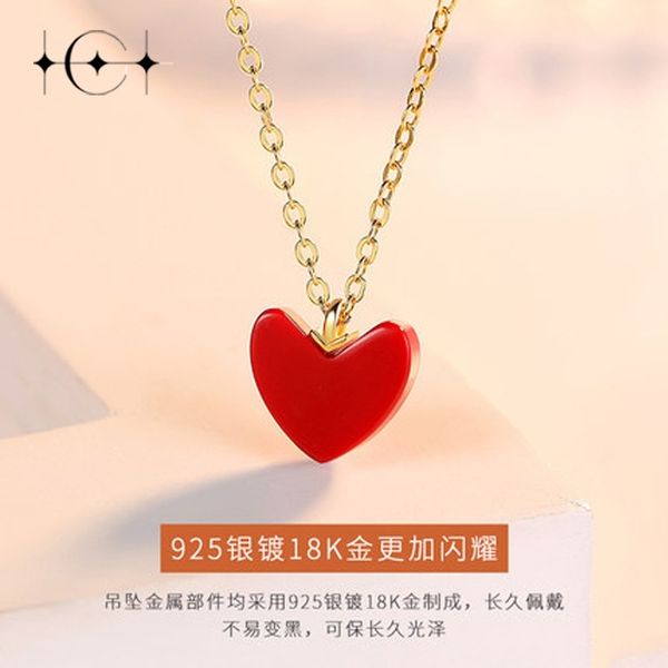 

tiktok 925 sterling silver necklace, simple all match of love chain., Black