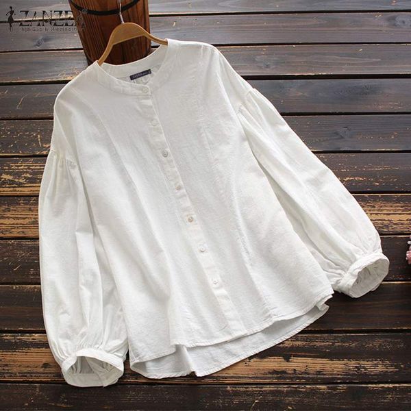 

blouses vintage solid shirts women's spring blouses 2021 casual long sleeve female o neck button blusas plus size tunic, White
