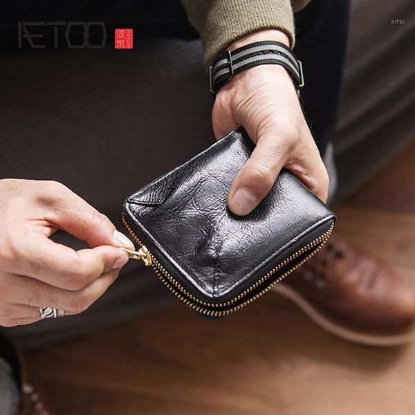 

wallet with po pocket, vegetable tanned leather short wallet, retro wallets1, Red;black