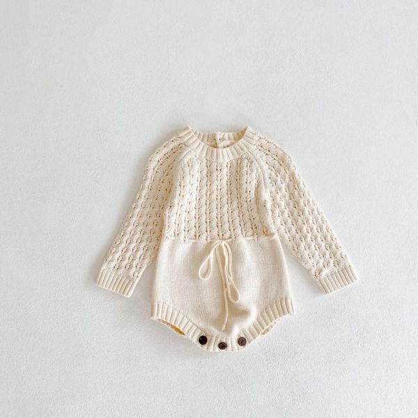 

spring dress baby girl knitted hollow-out triangle onesie crawling clothes yoga outfit