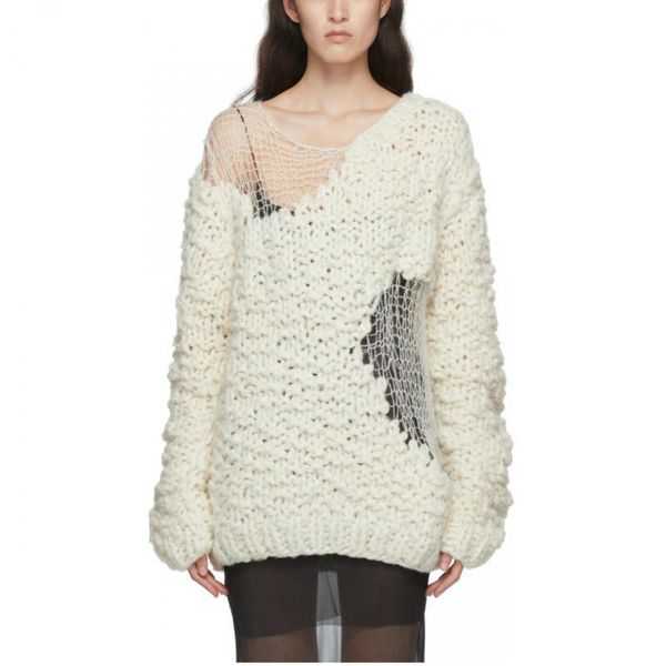 

women's sweaters [aurance] women vintage casual patchwork sweater asymmetry black white knit irregular long ladies clothes, White;black