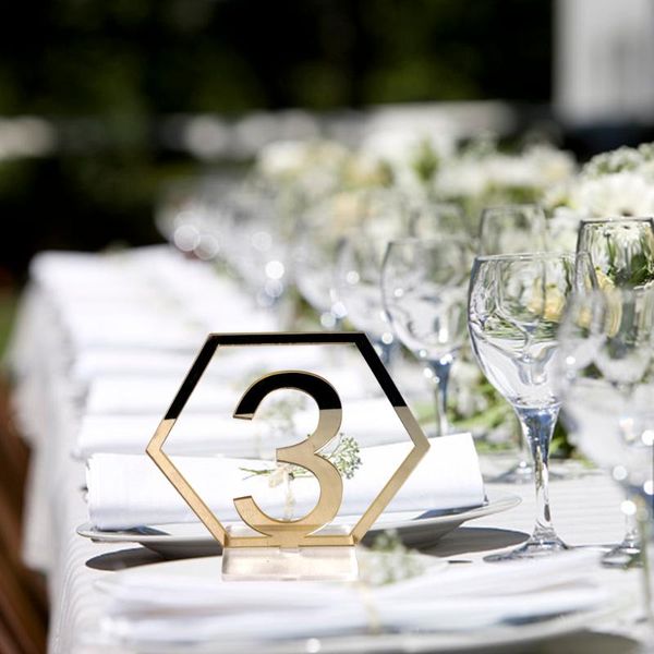

party decoration festnight 1-20 signs hexagon table numbers with base for wedding decor supplies acrylic restaurant