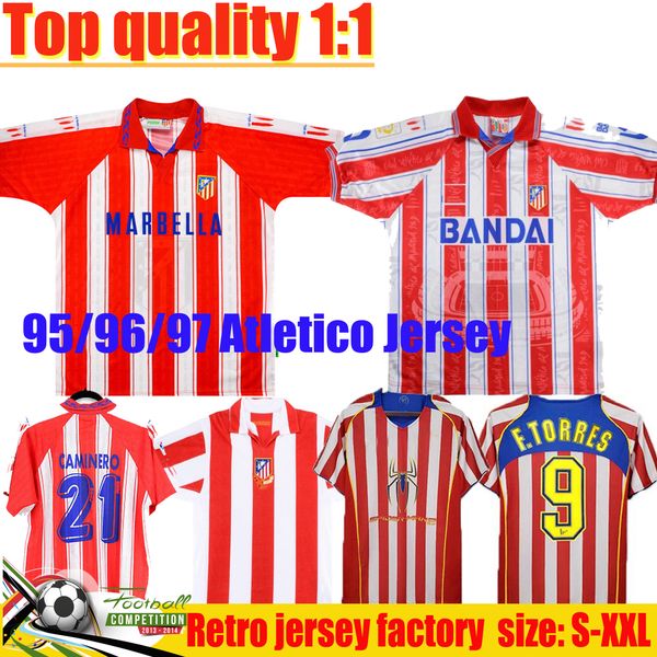 

1995 96 97 atletico madrid soccer jerseys simeone caminero 04 05 retro jersey #9 f.torres gabi home vintage classic football shirt men unifo, Black;yellow