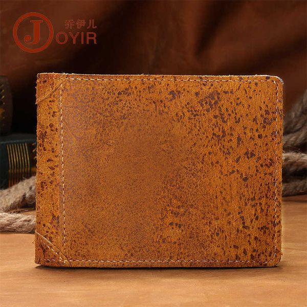 

leather men's wallet short wallet handbag men's handmade fashion, Black