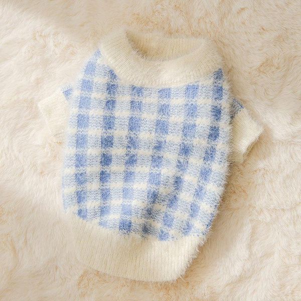 

dog apparel autumn and winter models of puppies thick warm sweater plaid mink fleece cardigan cat two-legged pet clothes