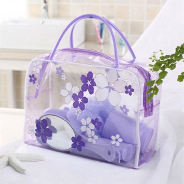 

1pc transparent floral waterproof cosmetic bag pvc envelope receive toiletry skin care makeup organizer 5 colors
