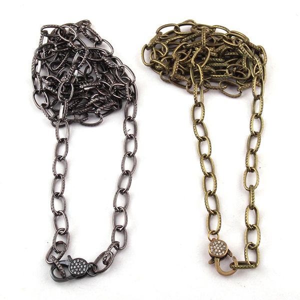 

fashion link chain zircon pave lobster clasp necklace pendant necklaces, Silver