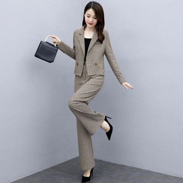 

women's two piece pants 2021 spring autumn women blazer and guard sets female pieces single breasted jacket ladies formal suit trousers, White