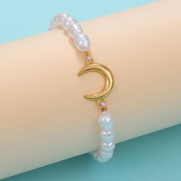 

link, chain luoyiyang fashion jewelry bracelets for women pearl moon ins style geometry minimalist bracelet women's accessories, Black
