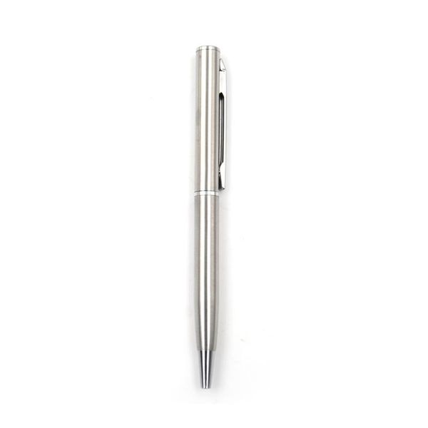 

1pcs/lot stainless steel ball pen rotating metal ballpoint bar oil commercial stationery pens, Blue;orange