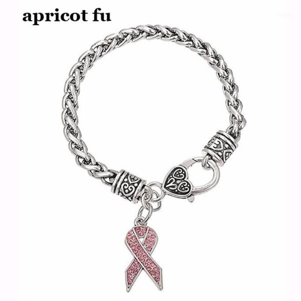 

mix colors pink ribbon cancer awareness charms crystal bracelet1, Golden;silver
