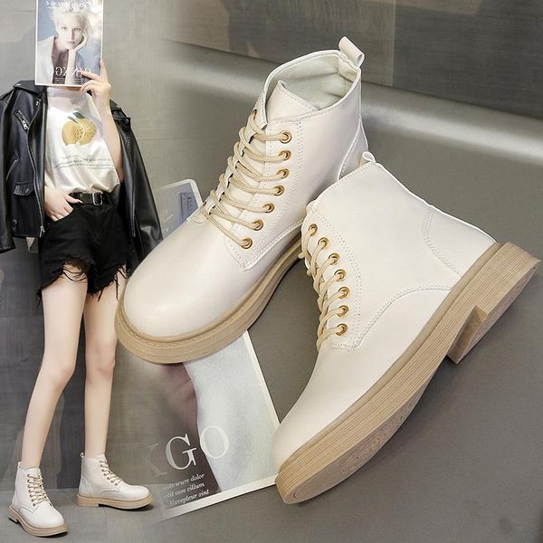 

boots 2021 soft pu leather ankle women platform motorcycle booties female autumn winter shoes woman goth thick with short, Black