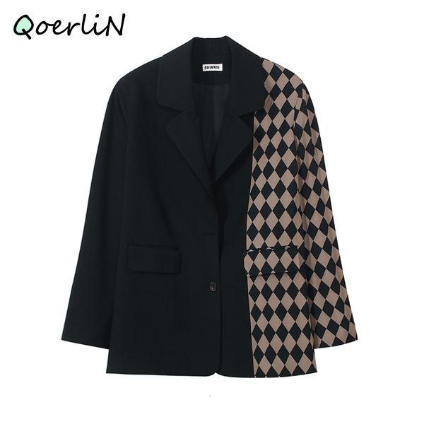 

coats original black womens elegant stitching female new plaid suit jacket autumn winter ol office blazer coat, White;black