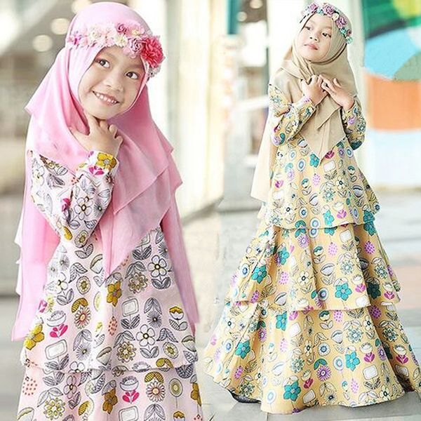 

muslim kids abaya turkey ramadan children kaftan robe dubai hijab girl dress abayas elbise caftan marocain girl islamic clothing, Red