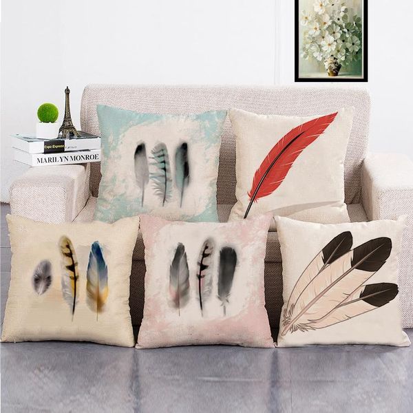 

cushion/decorative pillow a feather pattern cover home decoration sofa car cushion removable and washable 45*45cm square