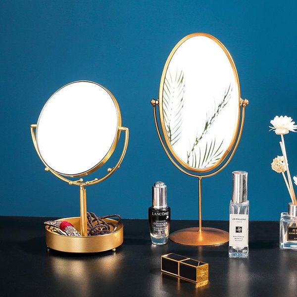 

mirrors nordic metal deskmake-up mirror portable iron single-sided decorative home dressing table beauty makeup tool decor