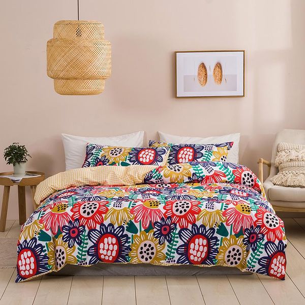 

bedding sets sun flower red and gold set twin  king size bag with pillowcasae