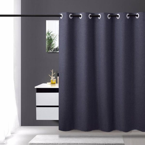 

thickened waterproof shower curtain linen bathroom mould-proof and perforated-plain curtains