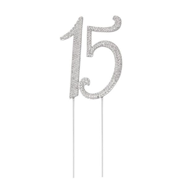 

other festive & party supplies cake er for 15th birthday or anniversary crystal rhinestones decorative (silver)