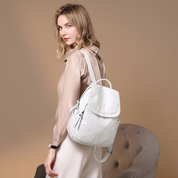 

women backpack all-match casual soft leather book school bags for teenage girls sac a dos travel back pack rucksacks mochilas