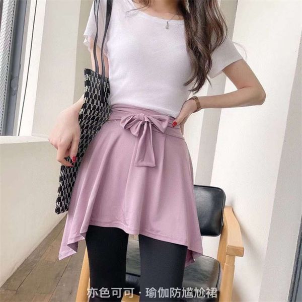 

2021 summer new Yise coco Yoga anti embarrassment solid one piece irregular skirt, Gray