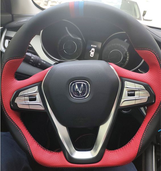 

diy hand-stitched leather steering wheel cover for changan benben yuexiang v cs35 cs57 cs95 eadoxt raeton oulove car accessories