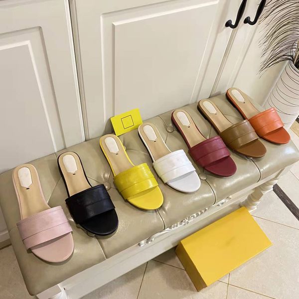 

2022ss spring new cowhide surface slippers wide-band slides made from leather size 35-42, Black