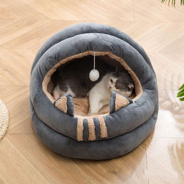 

semi-enclosed cat and dog bed four seasons comfort plus velvet pet nest autumn winter plush warm house beds & furniture