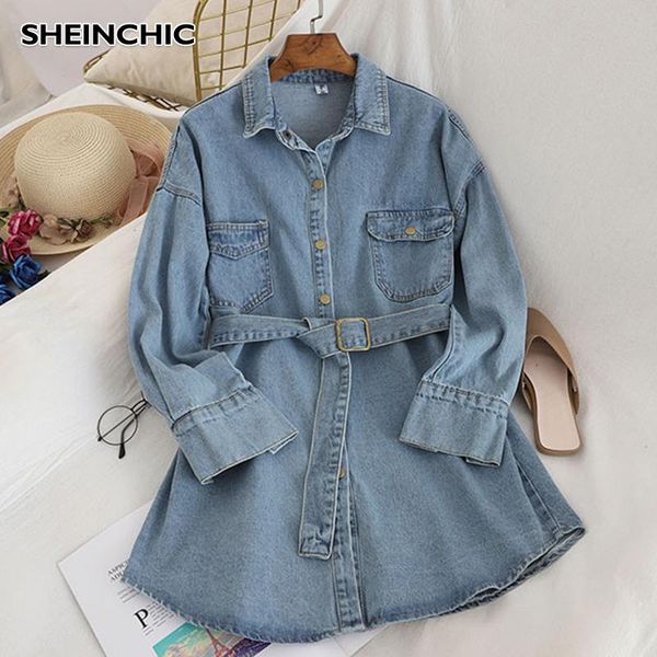 

women's jackets spring autumn women denim jacket casual long sleeve single breasted outerwear vintage lapel blue/black with belt, Black;brown