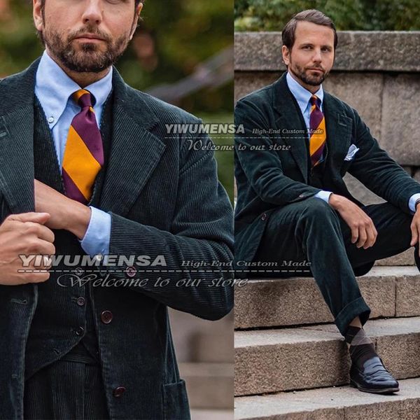 

men's suits & blazers spring/autumn green corduroy tailor-made men wedding tuxedos slim fit 3 pieces blazer masculino trajes para hombr, White;black