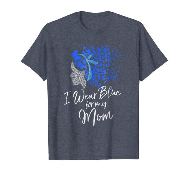 

i wear blue for my mom shirt colon cancer awareness gift, White;black
