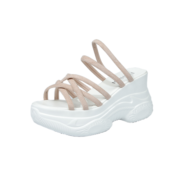 

cross fleece sandals casual slippers fashion platform ladies, Black