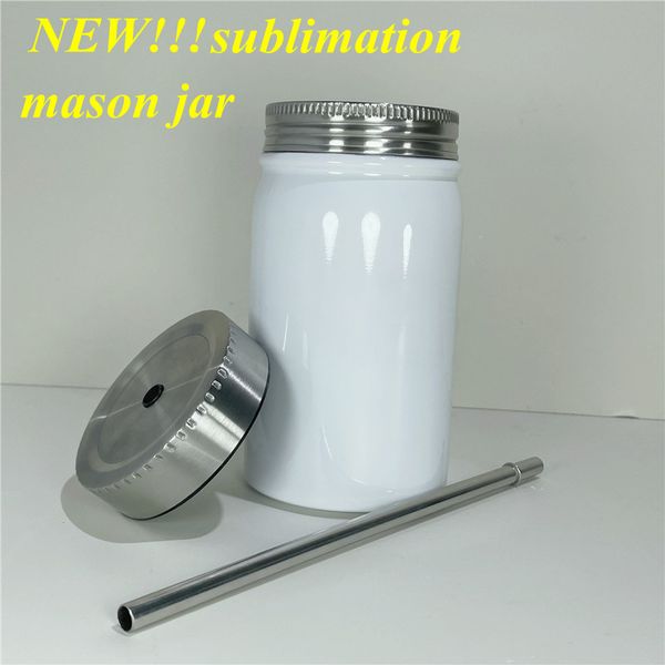 

sublimation mason jar tumbler 17oz double wall mason cans stainless steel blanks tumblers vacuum insulated coffee beer juice mug